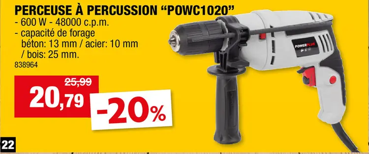 Offre: Powerplus EG POWC1020 perceuse à  percussion 600W