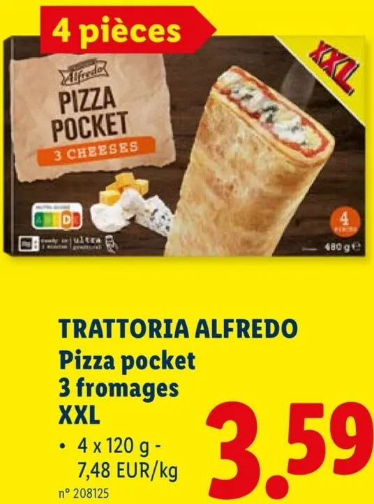 Offre: Pizza pocket 3 fromages XXL
