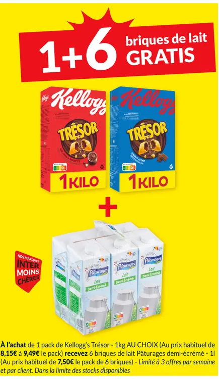 Offre: Kellogg's Trésor - 1kg AU CHOIX