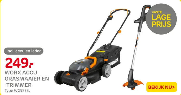 Aanbieding: Worx accu grasmaaier en -trimmer