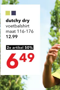 Aanbieding: Dutchy Dry kinder voetbal T-shirt geel zwart