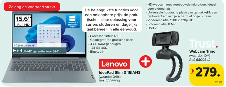 Promotie: IdeaPad Slim 3 15IAN8 + Webcam Trino
