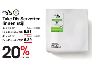 Aanbieding: Take Dis Servetten linnen stijl