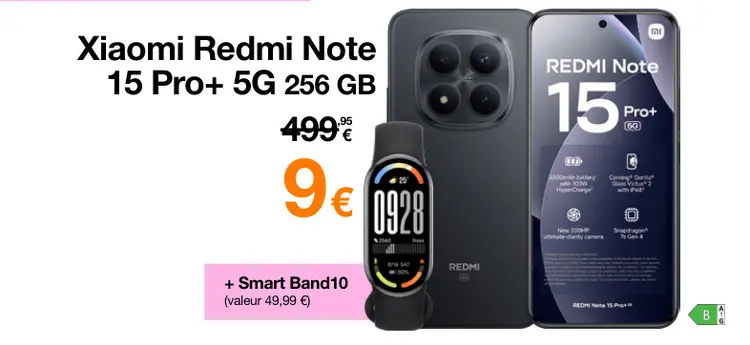 Offre: Redmi Note 15 Pro+ 5G 256GB + Smart Band10