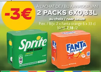 Offre: Sprite Zero Sugar / Fanta Zero Sugar