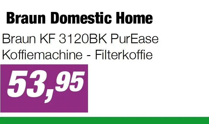 Aanbieding: Braun KF 3120BK PurEase Koffiemachine - Filterkoffie