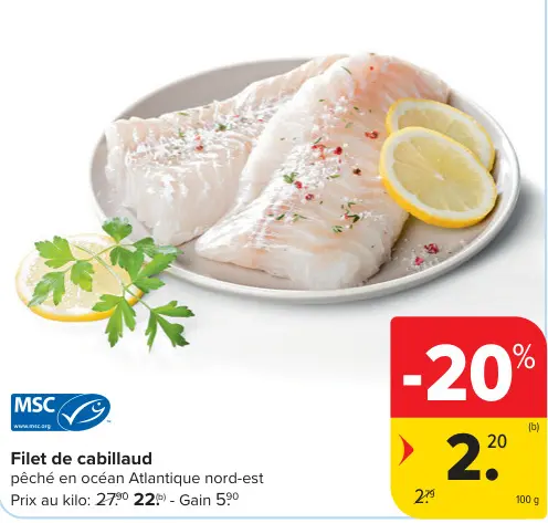 Offre: Filet de cabillaud