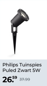 Aanbieding: Philips Tuinspies Puled Zwart