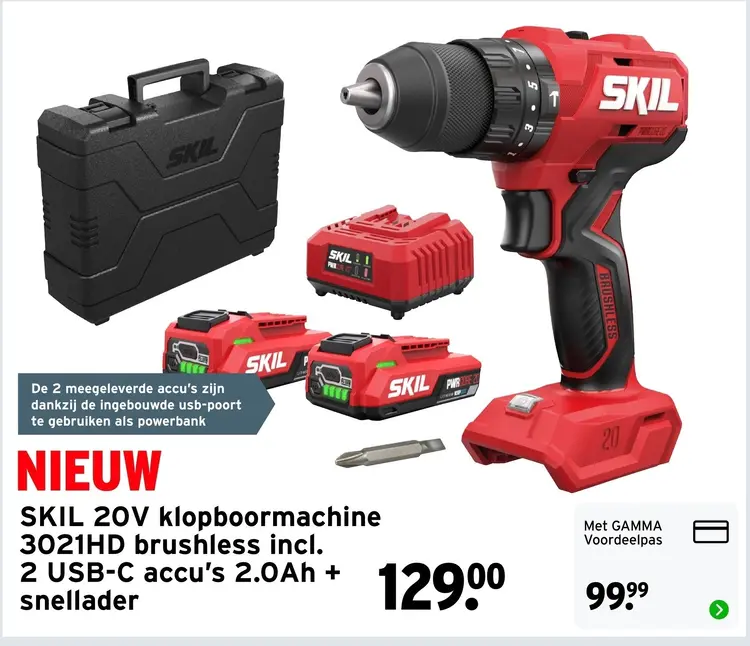 Aanbieding: SKIL 20V klopboormachine 3021HD brushless inc