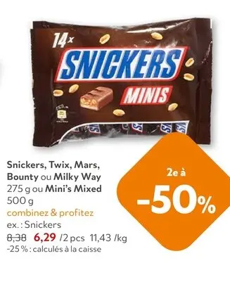 Offre: Snickers, Twix, Mars, Bounty