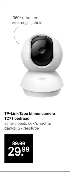 Aanbieding: Tapo binnencamera TC71 bedraad