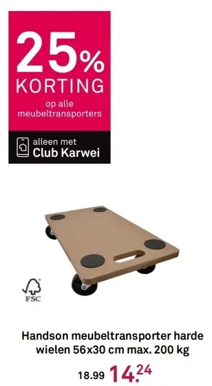 Aanbieding: Meubeltransporter harde wielen