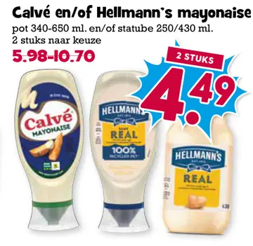 Aanbieding: Calvé en/of Hellmann's mayonaise