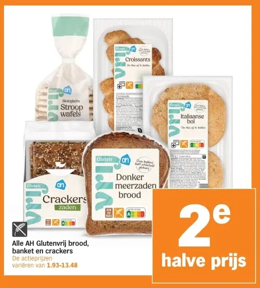 Aanbieding: Alle AH Glutenvrij brood, banket en crackers
