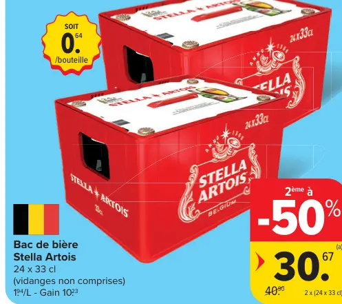 Offre: Bac de bière Stella Artois