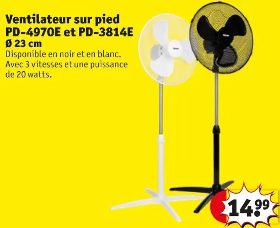 Offre: Ventilateur sur pied PD-4970E et PD-3814E 23 cm