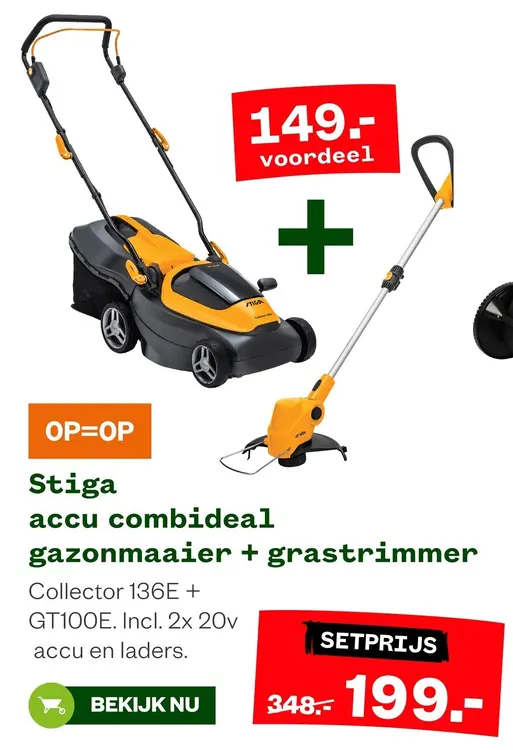 Aanbieding: Stiga accu combideal gazonmaaier + grastrimmer