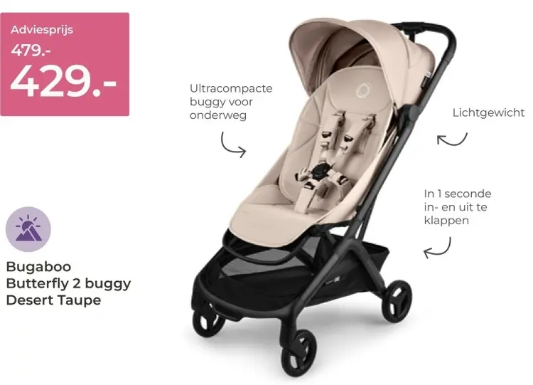 Aanbieding: Butterfly 2 buggy Desert Taupe