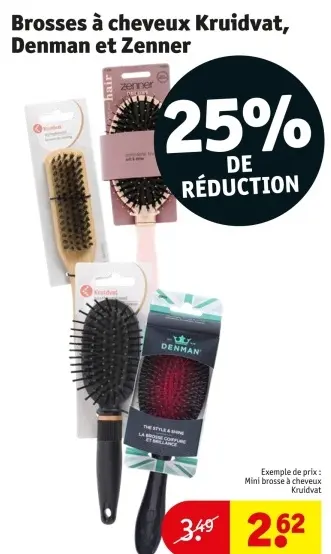 Offre: Brosses à cheveux Kruidvat, Denman et Znner