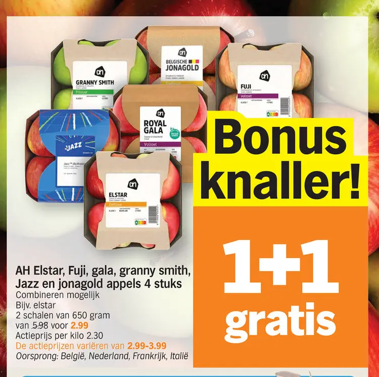 Promotie: Elstar, Fuji, Gala, Granny Smith, Jazz en Jonagold