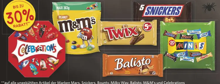 Aanbieding: Mars, Snickers, Bounty, Milky Way, Balisto, M