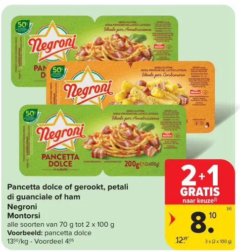 Promotie: Pancetta dolce of gerookt, petali di guanciale of ham