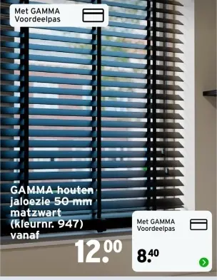 Aanbieding: houten jaloezie 50 mm matzwart (kleurnr. 947)