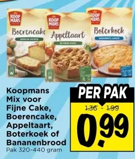 Aanbieding: Mix voor Fijne Cake, Boerencake, Appeltaart, Boterkoek of Bananenbrood