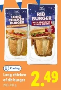 Aanbieding: Long chicken of rib burger