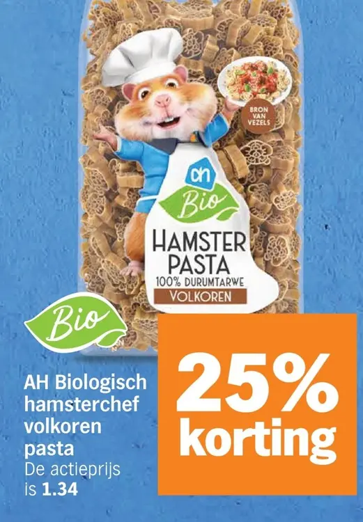 Aanbieding: Biologisch hamsterchef volkoren pasta