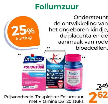 Aanbieding: Trekpleister Foliumzuur met Vitamine D3