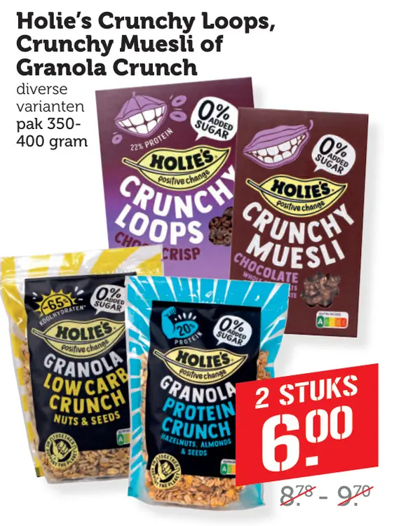 Aanbieding: Holie's Crunchy Loops, Crunchy Muesli of Granola Crunch