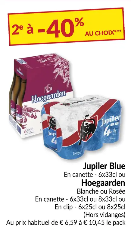 Offre: Jupiler Blue ou Hoegaarden