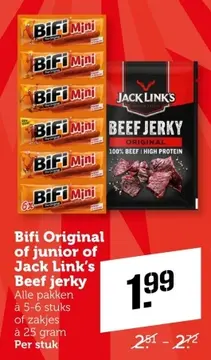 Aanbieding: Bifi Original of junior of Jack Link's Beef jerky