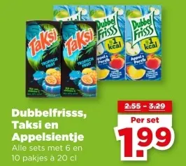 Aanbieding: Dubbelfrisss, Taksi en Appelsientje