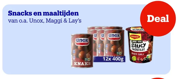 Aanbieding: Snacks en maaltijden