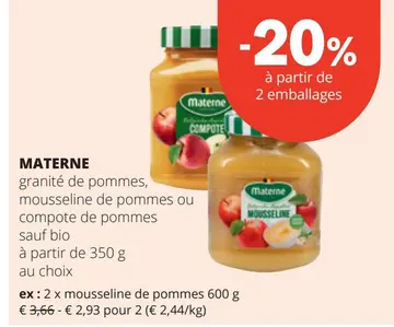 Offre: granité de pommes, mousseline de pommes ou compote de pommes