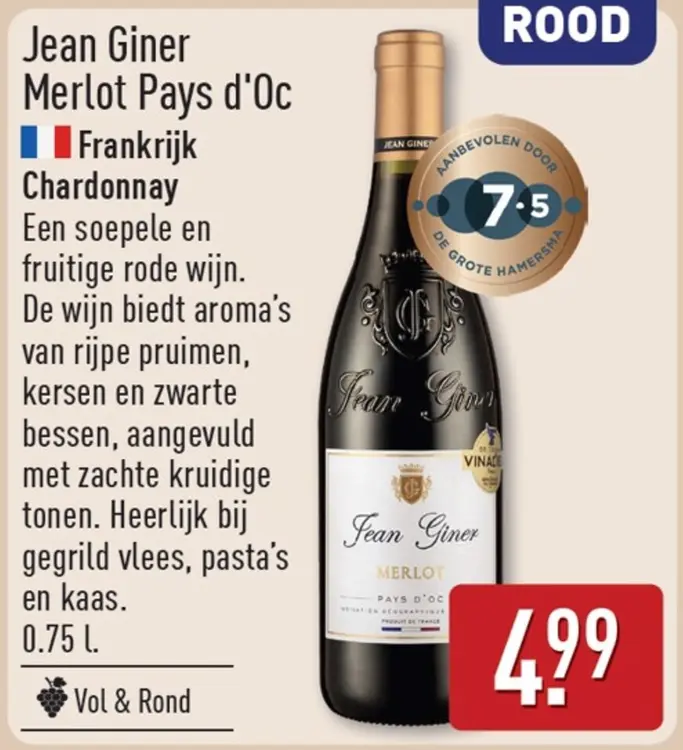 Aanbieding: Jean Giner Merlot Pays d'Oc
