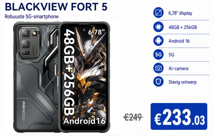 Promotie: Blackview Fort 5 Robuuste 5G-smartphone