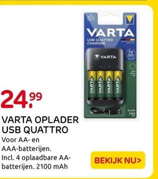 Aanbieding: VARTA OPLADER USB QUATTRO