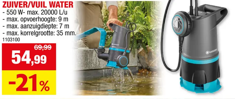 Aanbieding: Gardena Basic 2000 dompelpomp 550W vuil/zuiver water