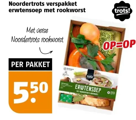 Aanbieding: Noordertrots verspakket erwtensoep met rookworst
