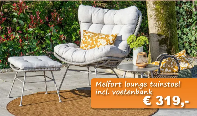 Aanbieding: Melfort lounge tuinstoel inclusief voetenbank