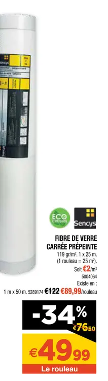 Aanbieding: Fibre de verre carrée prépeinte