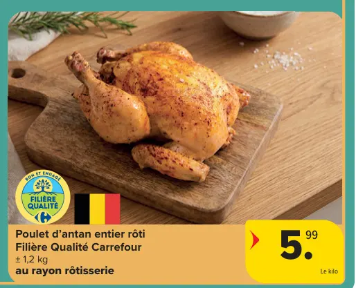 Offre: Poulet d'antan entier rôti