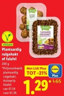 Aanbieding: Plantaardig rulgehakt of falafel