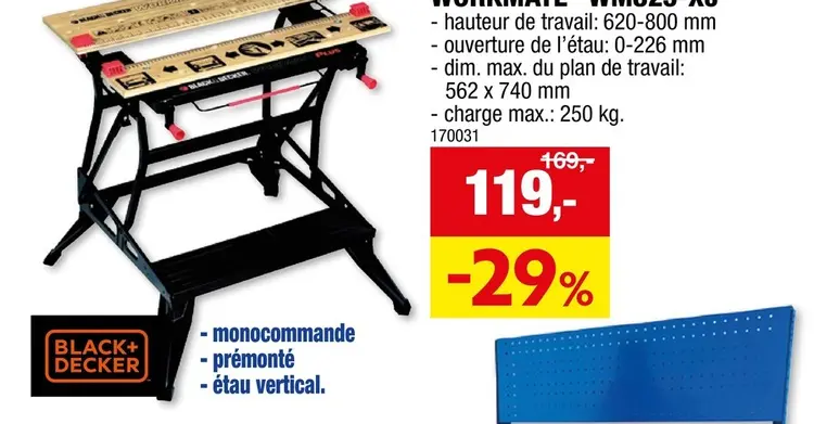 Offre: Black+Decker Workmate Plus établi 83cm 250kg