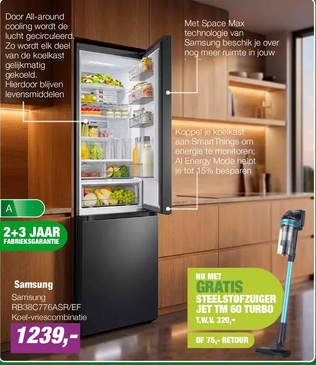 Aanbieding: Samsung RB38C776ASR/EF Koel-vriescombinatie