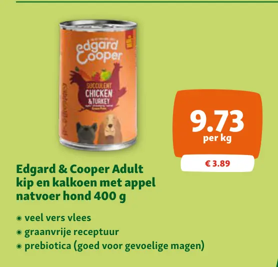 Aanbieding: Adult kip en kalkoen met appel natvoer hond
