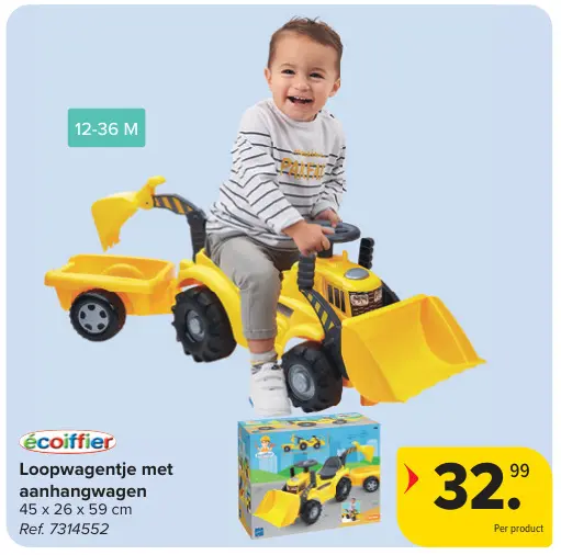 Promotie: Loopwagentje met aanhangwagen